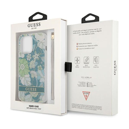 Guess Flower Cord – dėklas, skirtas iPhone 13 Pro Max (žalias)