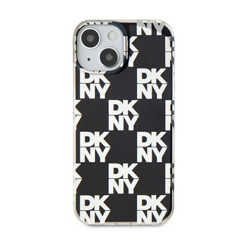 "DKNY IML Checkered Mono Pattern" dėklas iPhone 15 Plus / 14 Plus (juodas)