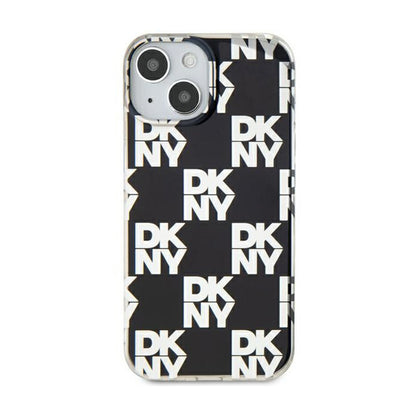 "DKNY IML Checkered Mono Pattern" dėklas iPhone 15 Plus / 14 Plus (juodas)