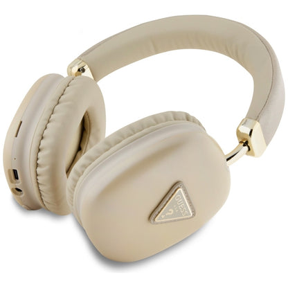 Guess Metallic Triangle Logo – Belaidės ant ausų dedamos ausinės Bluetooth V5.3 (aukso spalva)