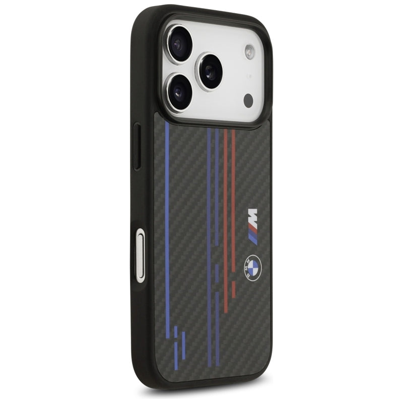 BMW M Kevlar linijos ir logotipas MagSafe - iPhone 17 Pro dėklas (juodas)