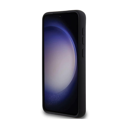 Karl Lagerfeld Silicone Karl & Choupette Metal Pin - dėklas „Samsung Galaxy S24+“ (juodas)