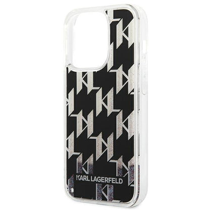 Karl Lagerfeld Monogram Liquid Glitter – dėklas, skirtas „iPhone 14 Pro Max“ (juodas)