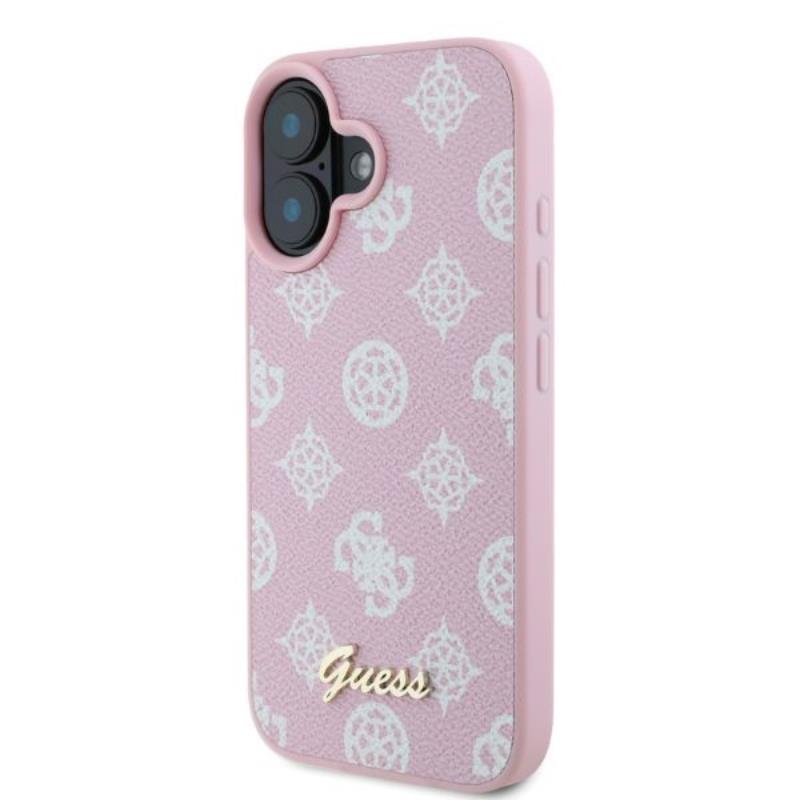 Guess Peony Script MagSafe – dėklas iPhone 16 (rožinis)