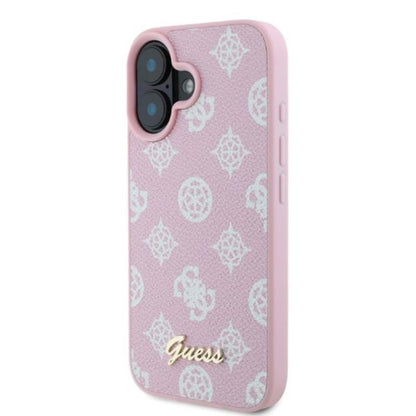 Guess Peony Script MagSafe – dėklas iPhone 16 (rožinis)