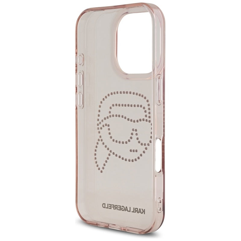 Karl Lagerfeld IML Rhinestones Karl Head – dėklas, skirtas iPhone 16 Pro (rožinis)