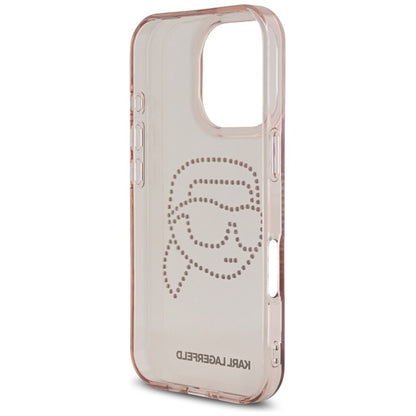 Karl Lagerfeld IML Rhinestones Karl Head – dėklas, skirtas iPhone 16 Pro (rožinis)