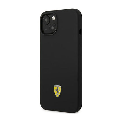 Ferrari Silicone Metal Logo - dėklas iPhone 14 (juodas)