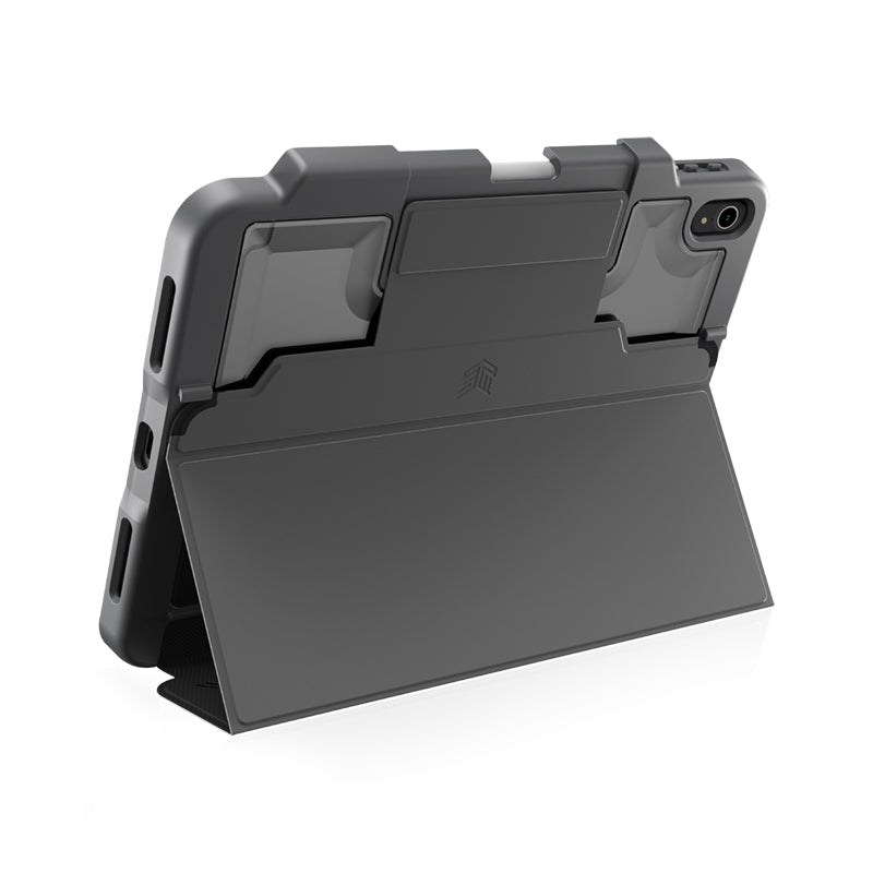 STM Dux Plus – Tvirtas dėklas, skirtas iPad 11 colių (2025) / 10,9 colių (2022) MIL-STD-810G, su Apple Pencil laikikliu (juodas) EDU/COM versija
