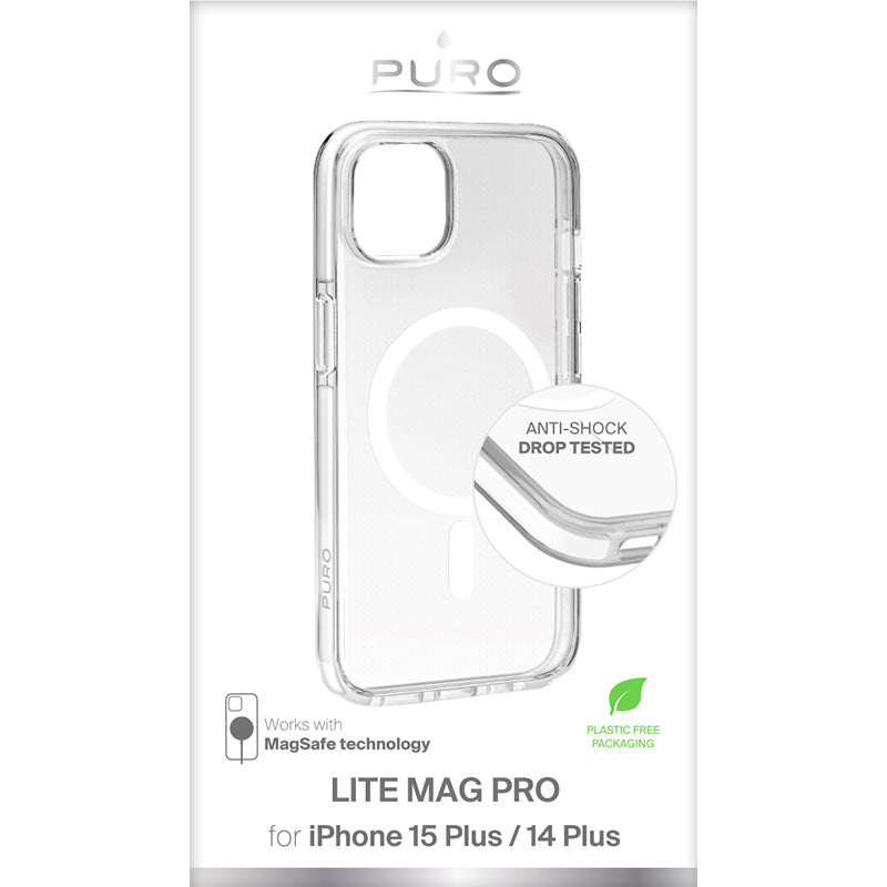 PURO LITEMAG PRO – dėklas, skirtas „iPhone 15 Plus“ su „MagSafe“ (skaidrus)