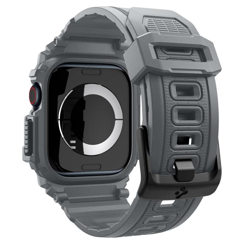 Spigen Rugged Armor Pro – dirželis su dėklu, skirtas „Apple Watch 10“ 46 mm (tamsiai pilka)