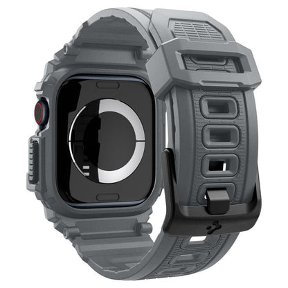 Spigen Rugged Armor Pro – dirželis su dėklu, skirtas „Apple Watch 10“ 46 mm (tamsiai pilka)