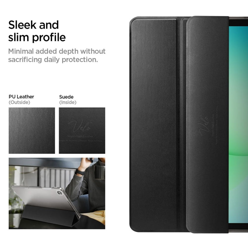 Spigen Smart Fold – dėklas, skirtas Samsung Galaxy Tab A11+ / A9+ (juodos spalvos)