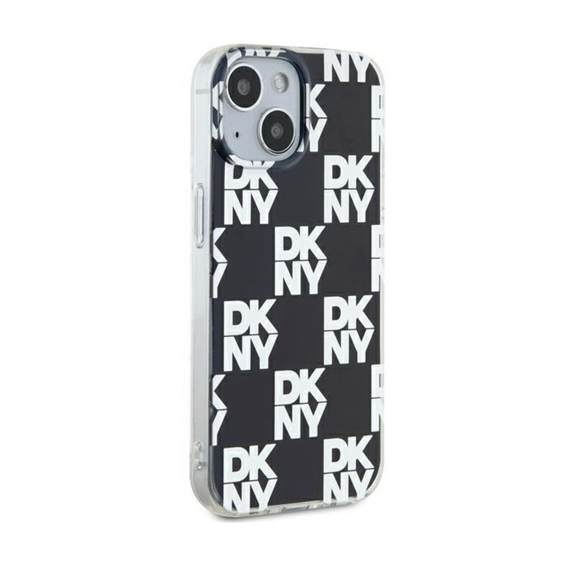 "DKNY IML Checkered Mono Pattern" dėklas iPhone 15 Plus / 14 Plus (juodas)