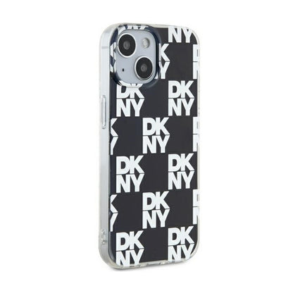 "DKNY IML Checkered Mono Pattern" dėklas iPhone 15 Plus / 14 Plus (juodas)
