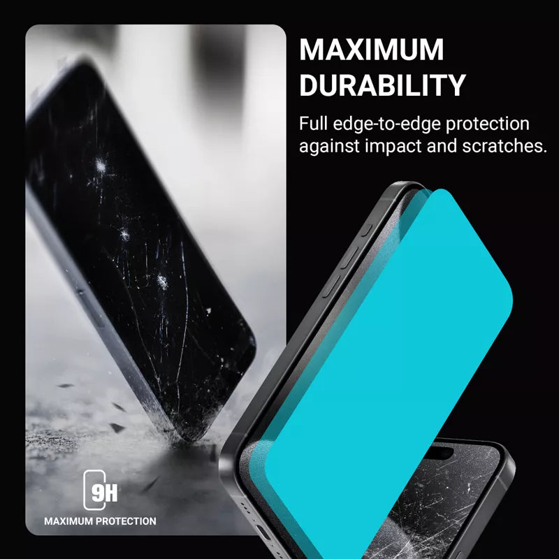 Crong Antibakterinis 3D Armour Glass – Grūdintas stiklas 9H visam ekranui, skirtas iPhone 16 Pro + montavimo rėmelis