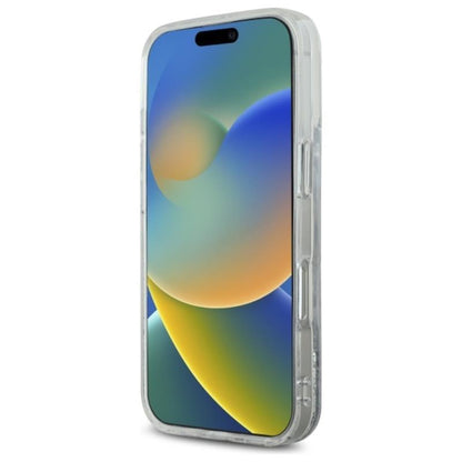 Karl Lagerfeld Liquid Glitter Karl Head MagSafe – dėklas, skirtas iPhone 16 Pro (skaidrus)