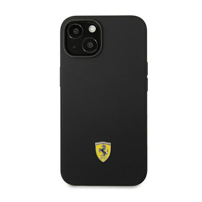 Ferrari Silicone Metal Logo - dėklas iPhone 14 (juodas)