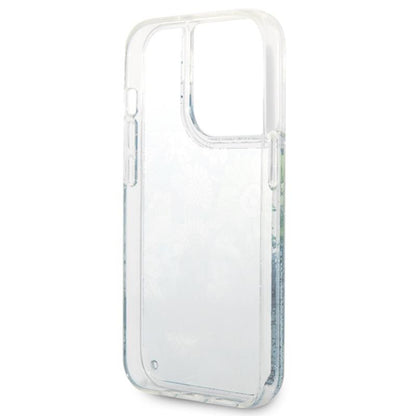 Guess Liquid Glitter Flower – dėklas iPhone 14 Pro Max (žalias)