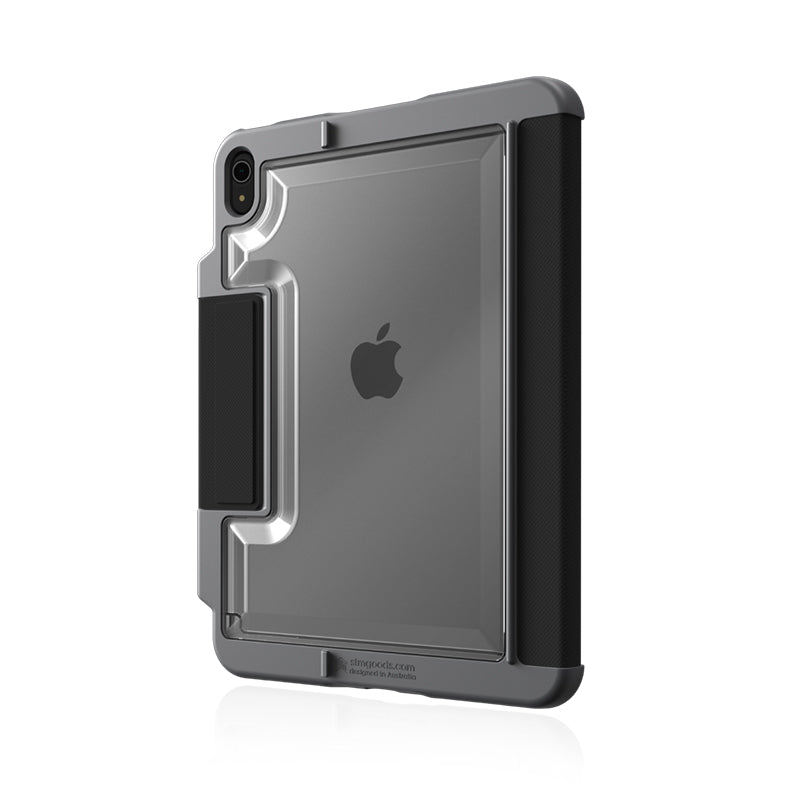 STM Dux Plus – Tvirtas dėklas, skirtas iPad 11 colių (2025) / 10,9 colių (2022) MIL-STD-810G, su Apple Pencil laikikliu (juodas) EDU/COM versija