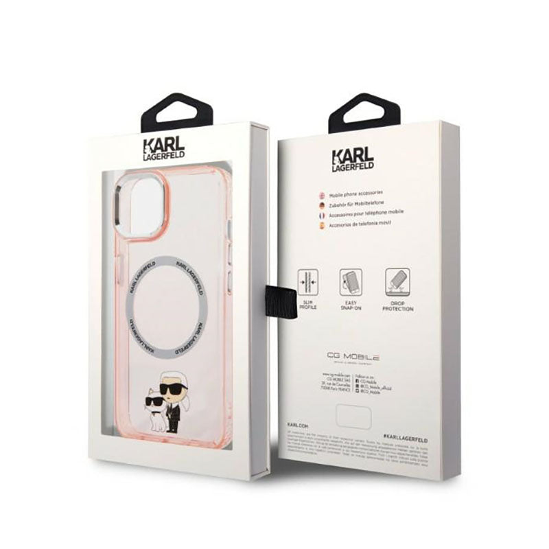 Karl Lagerfeld IML NFT Karl & Choupette MagSafe – dėklas, skirtas iPhone 14 (rožinė)