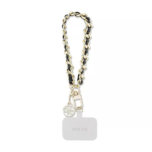 „Guess“ Universal Hand Strap Saffiano Chain 4G Charm - Universalus telefono dirželis (juodas)