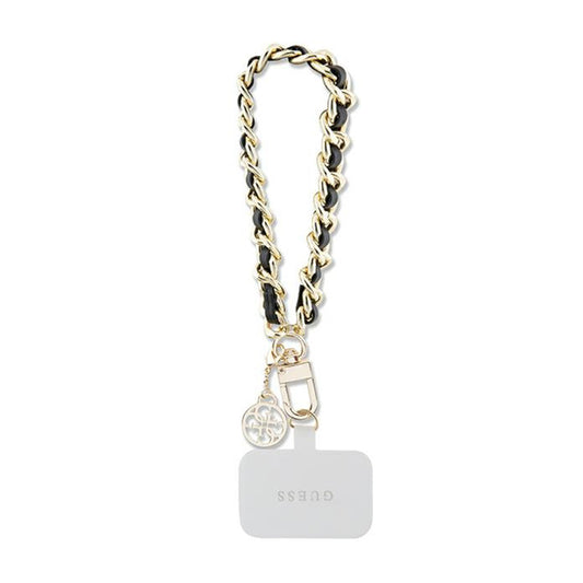 „Guess“ Universal Hand Strap Saffiano Chain 4G Charm - Universalus telefono dirželis (juodas)