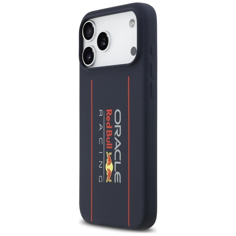 Red Bull Silikoninis Oversize Vertikalus Logotipas MagSafe - iPhone 17 Pro Max dėklas (Tamsiai mėlynas)