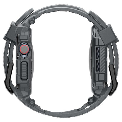 Spigen Rugged Armor Pro – dirželis su dėklu, skirtas „Apple Watch 10“ 46 mm (tamsiai pilka)