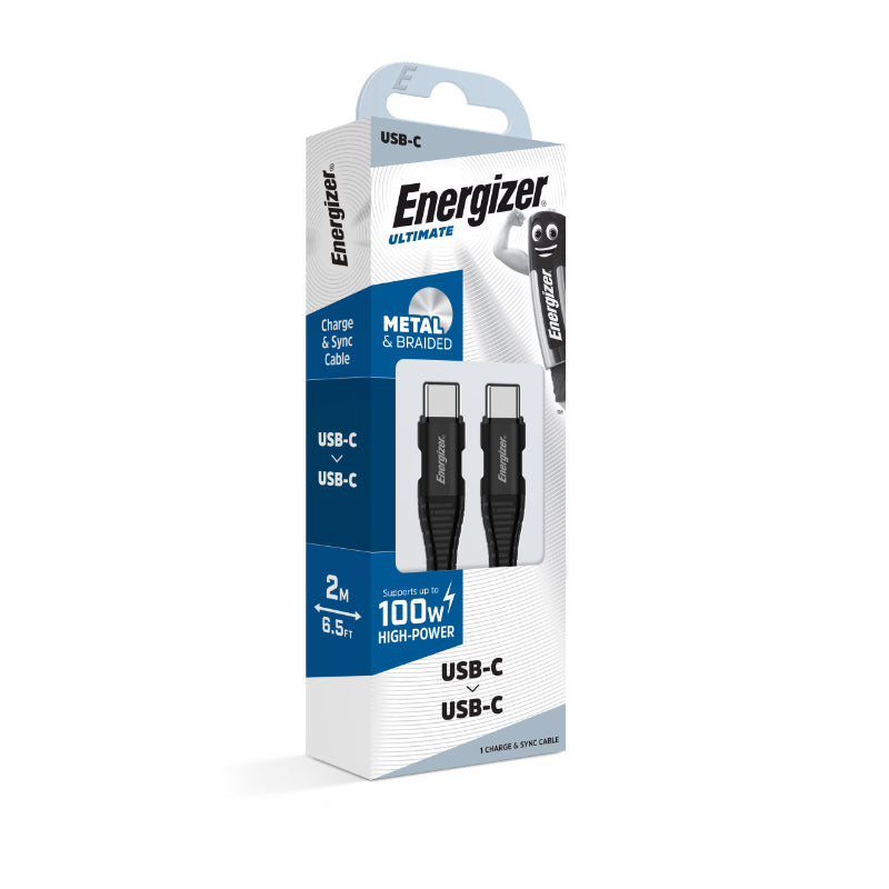 Energizer Ultimate - USB-C į USB-C 100W jungiamasis laidas 2m (juodas)