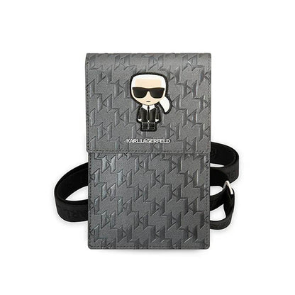 Karl Lagerfeld Monogram Ikonik Patch Piniginė Telefono Dėklas - Telefono ir aksesuarų dėklas (Sidabro spalva)