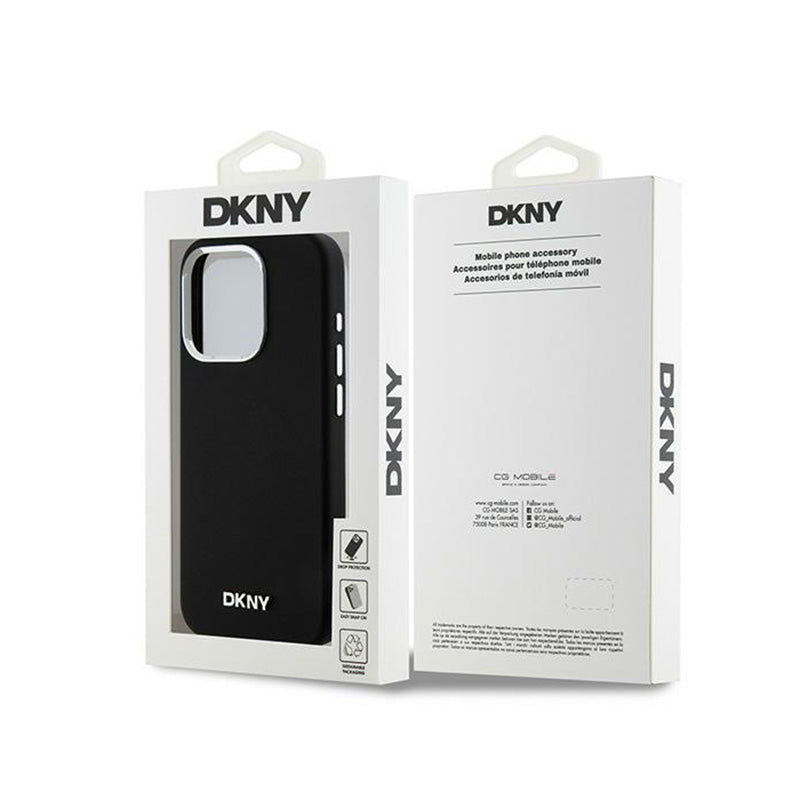 DKNY Liquid Silicone Small Metal Logo MagSafe – dėklas iPhone 14 Pro (juodas)