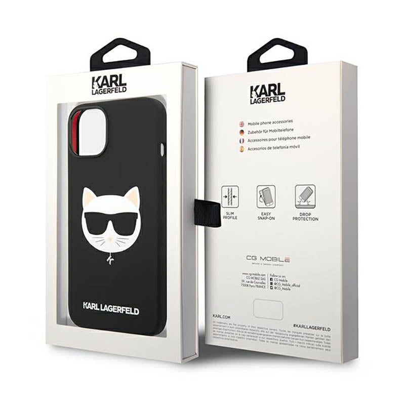 Karl Lagerfeld Choupette Head MagSafe Silicone – dėklas, skirtas „iPhone 14 Plus“ (juodas)