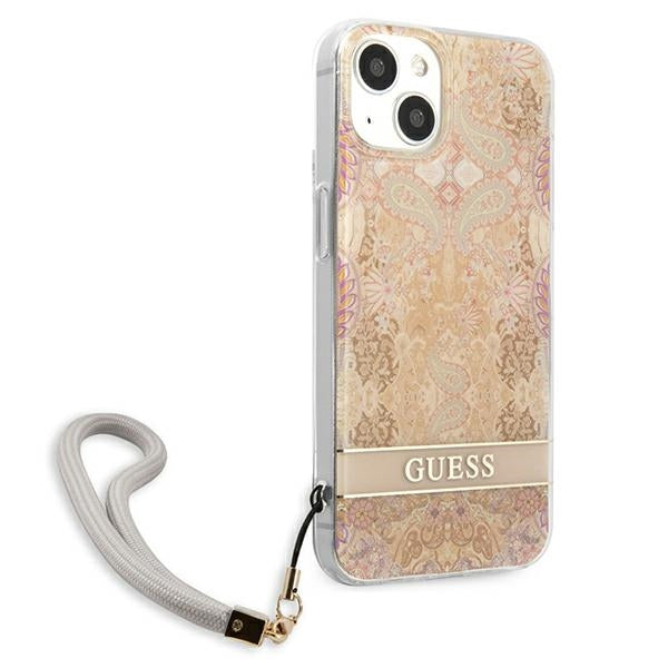 Guess Flower Cord - „iPhone 13 mini“ dėklas (auksinis)