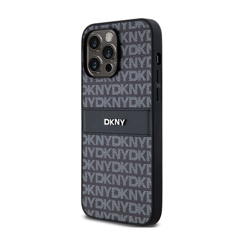 DKNY odos mono juostelės ir metalo logotipas – „iPhone 14 Pro Max“ dėklas (juodas)