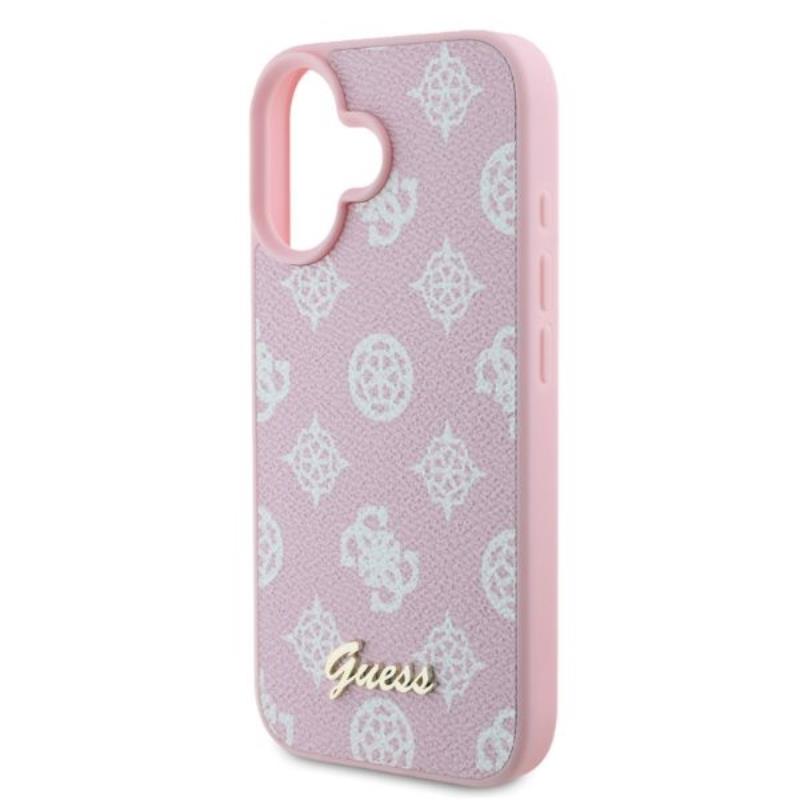 Guess Peony Script MagSafe – dėklas iPhone 16 (rožinis)