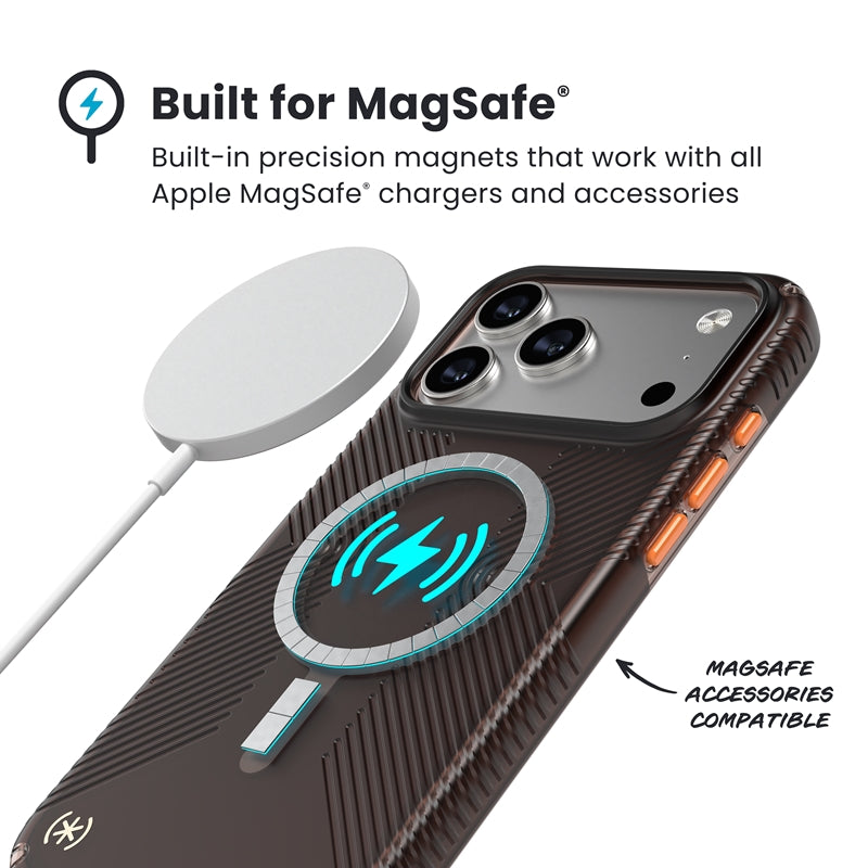 Speck Presidio Lux Grip MagSafe dėklas - iPhone 17 Pro Max (Luxury Shade Matte / Orange)