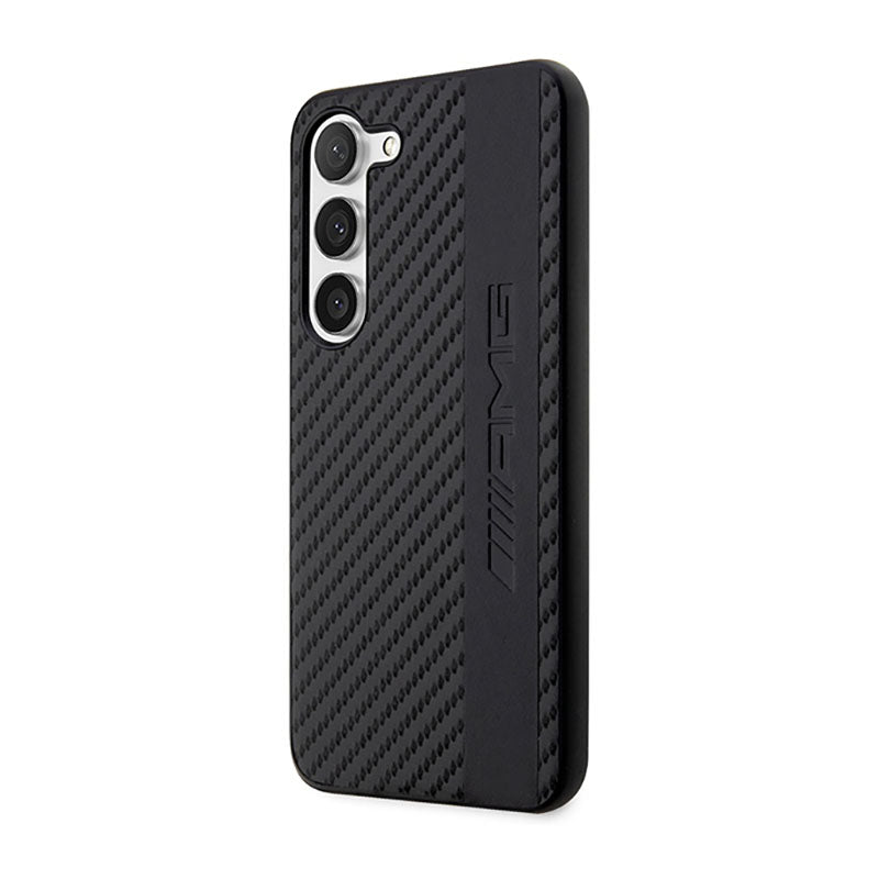 AMG Carbon Stripe & Embossed – dėklas, skirtas „Samsung Galaxy S23+“ (juodas)