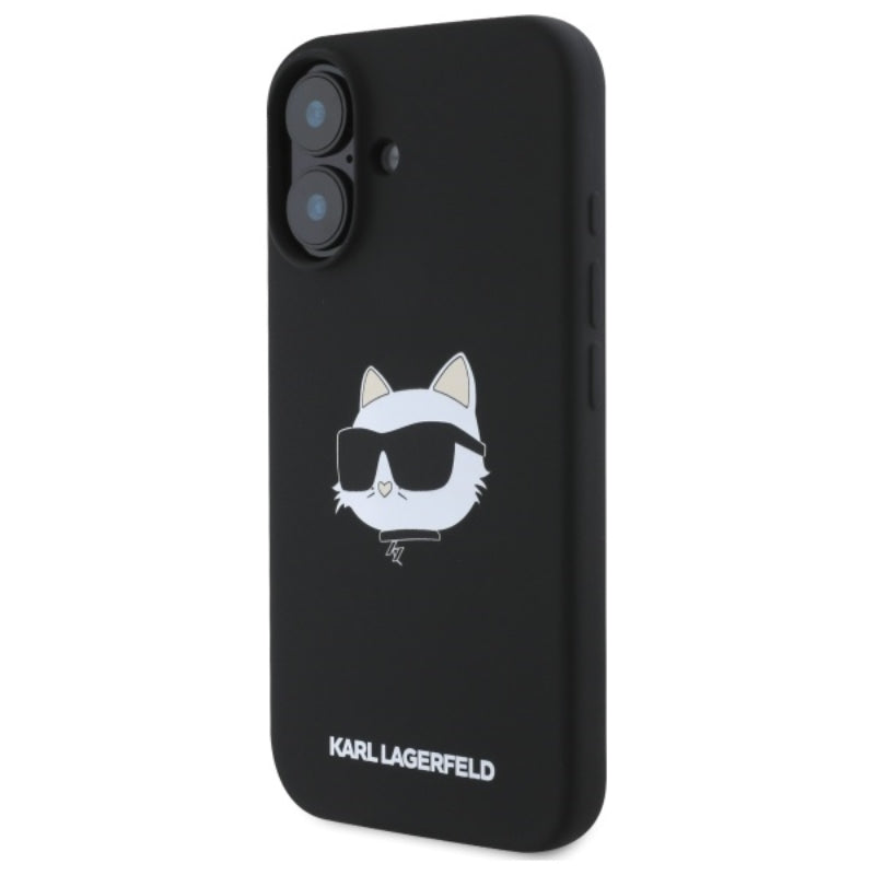 Karl Lagerfeld Silicone Choupette Head Print MagSafe - dėklas iPhone 16 (juodas)