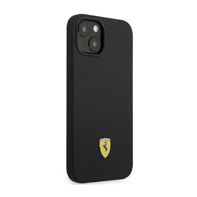 Ferrari Silicone Metal Logo - dėklas iPhone 14 (juodas)