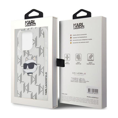 Karl Lagerfeld IML Choupette Head & Monogram - iPhone 15 Pro dėklas (Skaidrus)