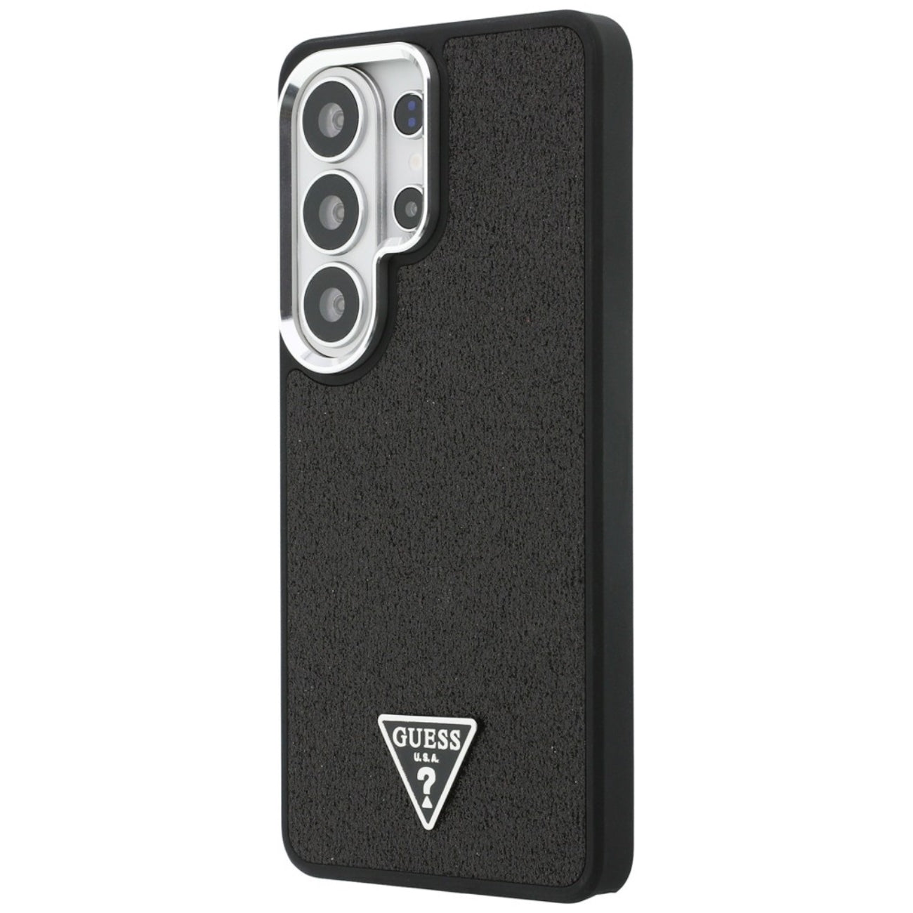 Guess Fixed Glitter Triangle MagSafe dėklas - Samsung Galaxy S26 Ultra (Juodas)