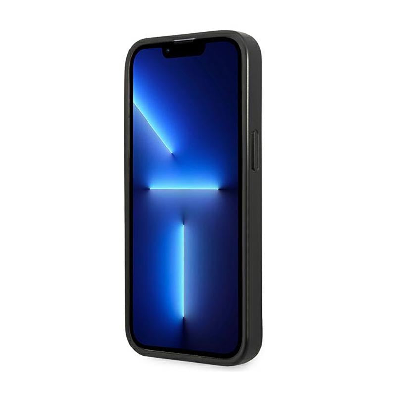 Guess Saffiano Triangle Logo dėklas – Dėklas iPhone 14 Plus (Sidabrinis)