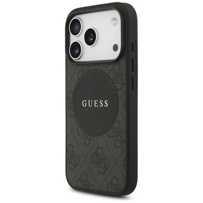 Guess 4G Circle Classic Logo MagSafe dėklas iPhone 17 Pro (juodas)