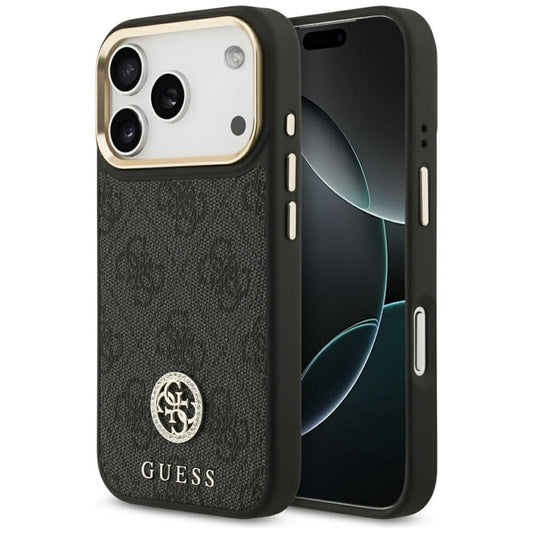 Guess 4G Strass Logo MagSafe dėklas iPhone 17 Pro (juodas)