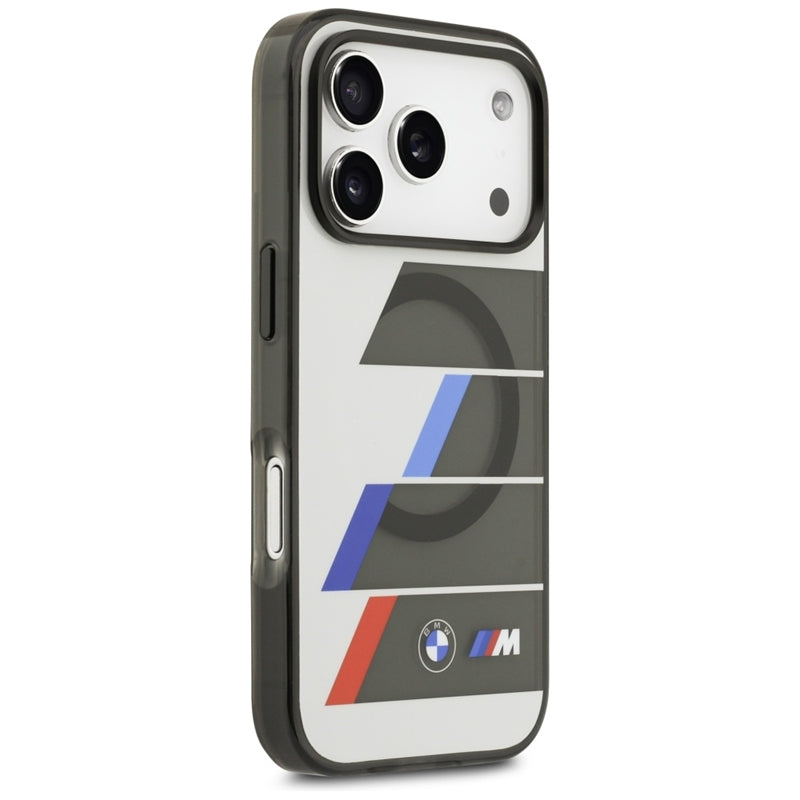 BMW M IML Metal Mygtukai Trikolorių Linijų MagSafe - Dėklas iPhone 17 Pro Max (antracitas)