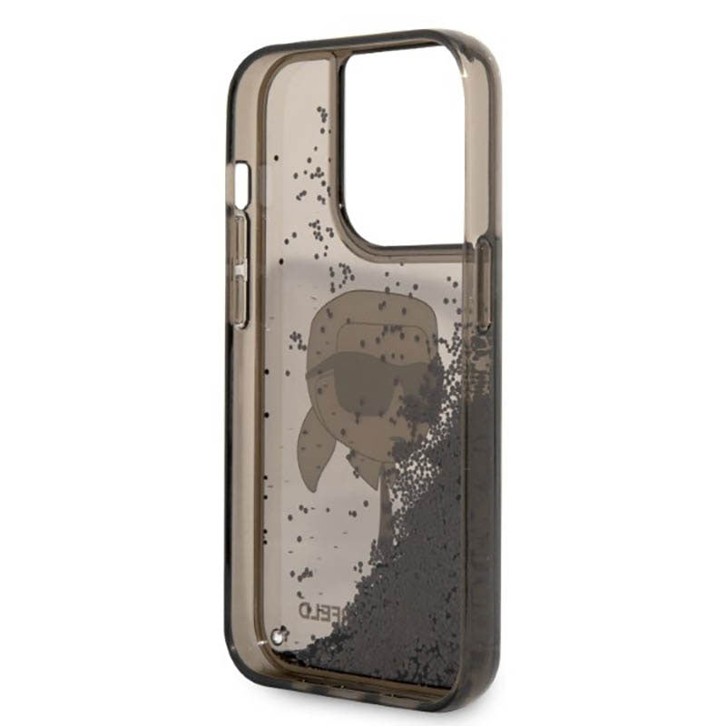 Karl Lagerfeld Liquid Glitter NFT Karl's Head – dėklas, skirtas „iPhone 14 Pro Max“ (juodas)