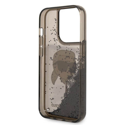 Karl Lagerfeld Liquid Glitter NFT Karl's Head – dėklas, skirtas „iPhone 14 Pro Max“ (juodas)