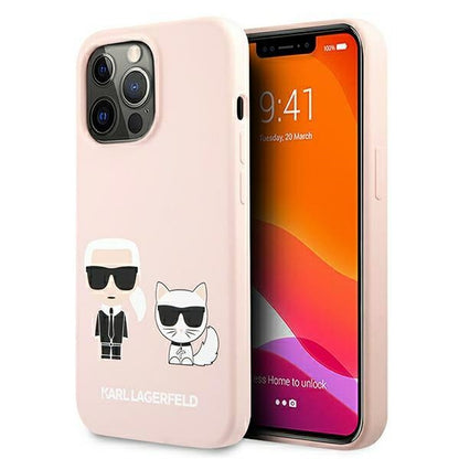 Karl Lagerfeld Silikoninis Karl & Choupette Magsafe – dėklas skirtas iPhone 13 (rožinis)