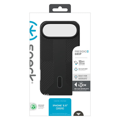 Speck Presidio2 Grip ClickLock & MagSafe - iPhone Air dėklas (Juoda / Slate Gray / Balta)